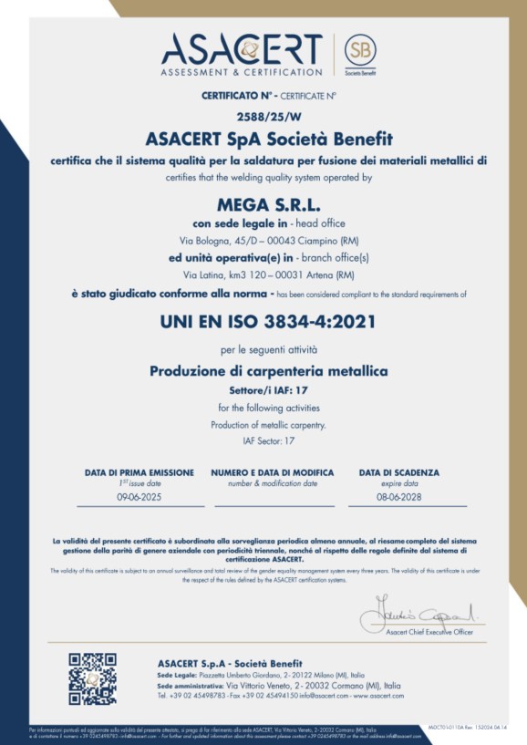 ISO 3834-4 MEGA Srl